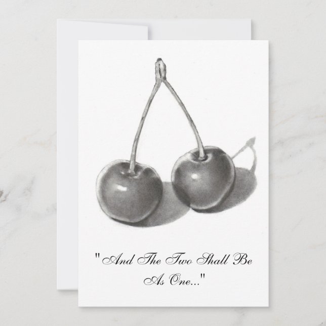 TWO CHERRIES: PENCIL: WEDDING INVITATION (Front)