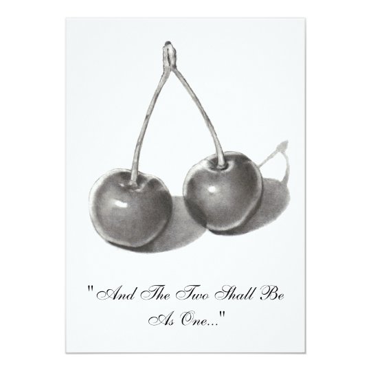 TWO CHERRIES: PENCIL: WEDDING INVITATION