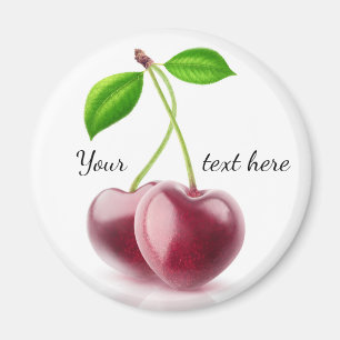 Two cherry hearts magnet