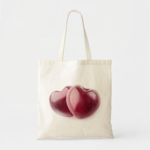 Two cherry hearts tote bag