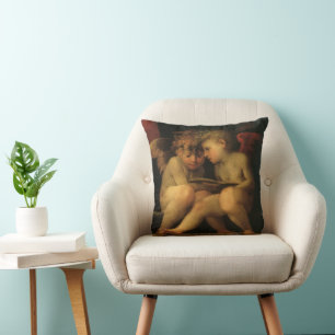 Two Cherubs Reading by Rosso Fiorentino, Angels Cushion