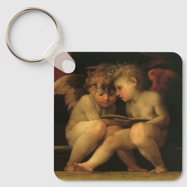Two Cherubs Reading by Rosso Fiorentino, Angels Key Ring (Front)