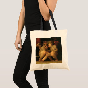 Two Cherubs Reading by Rosso Fiorentino, Angels Tote Bag