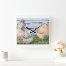 Two Chickens Farmhouse Kitchen Wall Clock