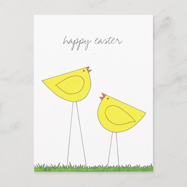 Two Chicks Easter Postcard (Front)