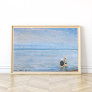 Two children paddling at Skagen Beach, PS Kroyer Poster