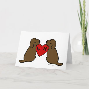 Two Chocolate Labradors Cartoon Thank You Card