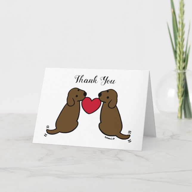 Two Chocolate Labradors with Heart Thank You (Front)