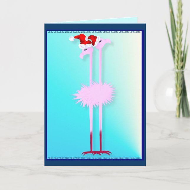 Two Christmas Flamingos Card (Front)