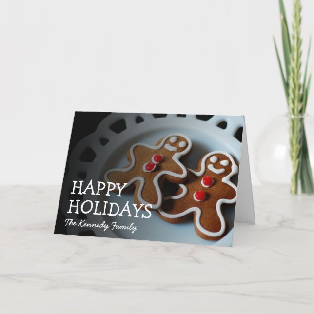 Two Christmas or holiday gingerbread men Card (Front)