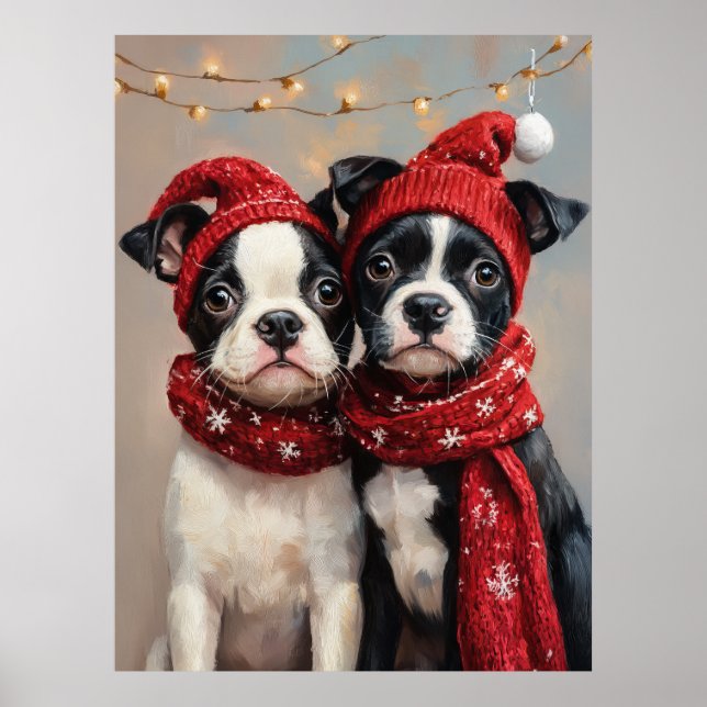 Two Christmas Puppies Poster (Front)