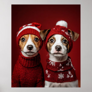 Two Christmas Puppies Poster