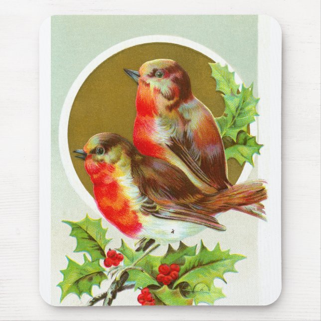 Two Christmas robins Mouse Pad (Front)