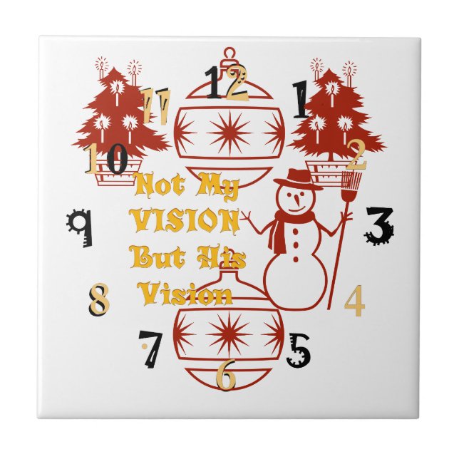 Two Christmas Tree lights Snowman Vision Ceramic Tile (Front)