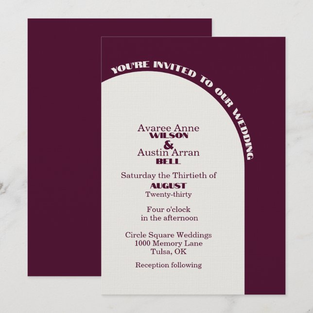 Two Colour Cloud Dancer White and Burgundy Arch  (Front/Back)