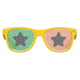 Two Colour Lenses Green & Orange Yellow Star Kids Sunglasses