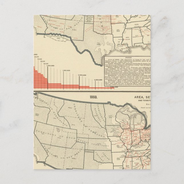 Two colour lithographed maps of United States Postcard (Front)