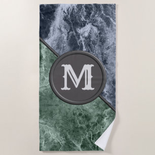 Two colour marble monogram - Pick your colours Beach Towel