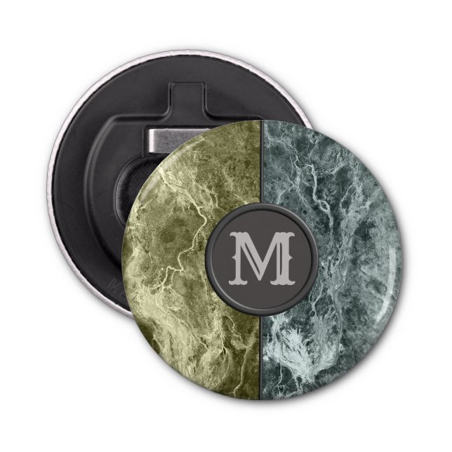 Two colour marble monogram - Pick your colours Bottle Opener (Front)