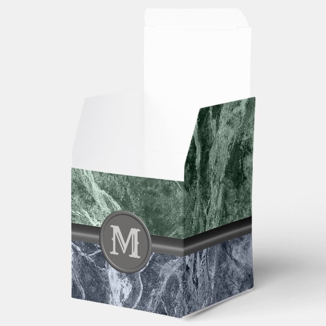 Two colour marble monogram - Pick your colours Favour Box (Opened)