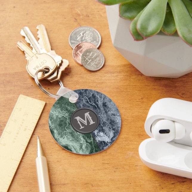 Two colour marble monogram - Pick your colours Key Ring (Desk)