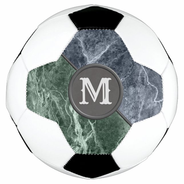Two colour marble monogram - Pick your colours Soccer Ball (Front)
