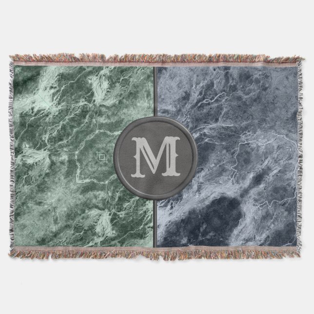 Two colour marble monogram - Pick your colours Throw Blanket (Front)