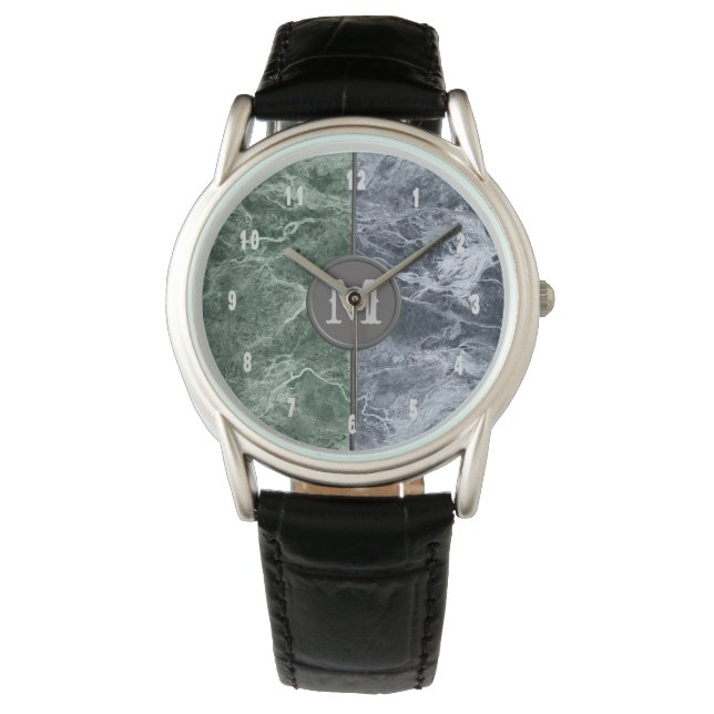 Two colour marble monogram - Pick your colours Watch (Front)