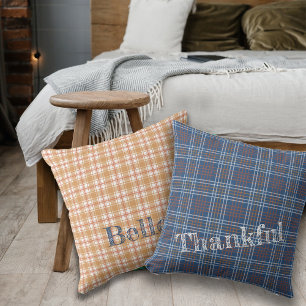 Two Colour Thanksgiving Mix Plaids Personalise Cushion