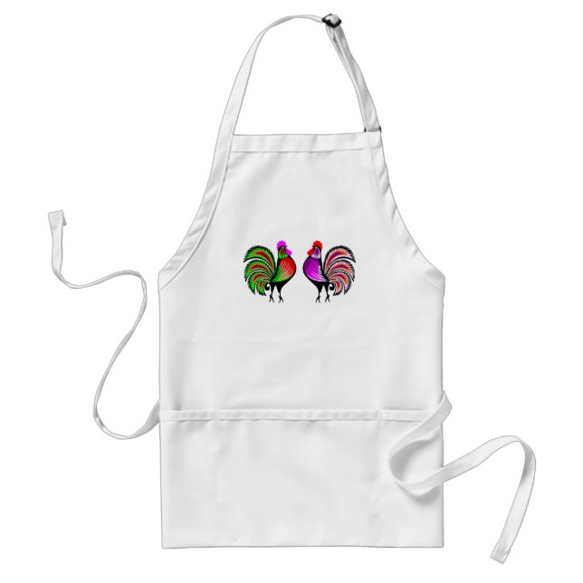 Two Colourful Alert Roosters Standard Apron (Front)