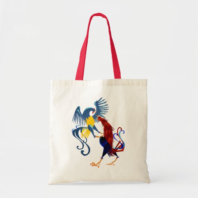 Two Colourful Fighting Roosters Bags (Front)