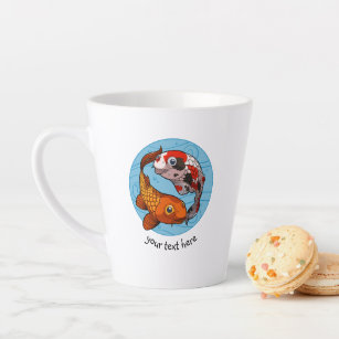 Two Colourful Fish Friends Koi Carp Cartoon Latte Mug