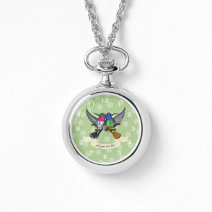 Two Colourful Hovering Hummingbird Friends Cartoon Watch