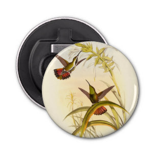 Two Colourful Hummingbirds Aiming for Same Flower Bottle Opener