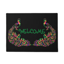 Two Colourful Peacocks Create A Welcome