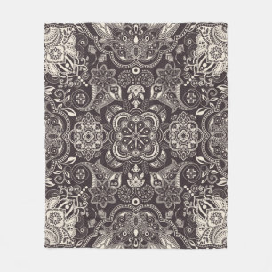 Two colours Vintage seamless pattern. Contour arab Fleece Blanket