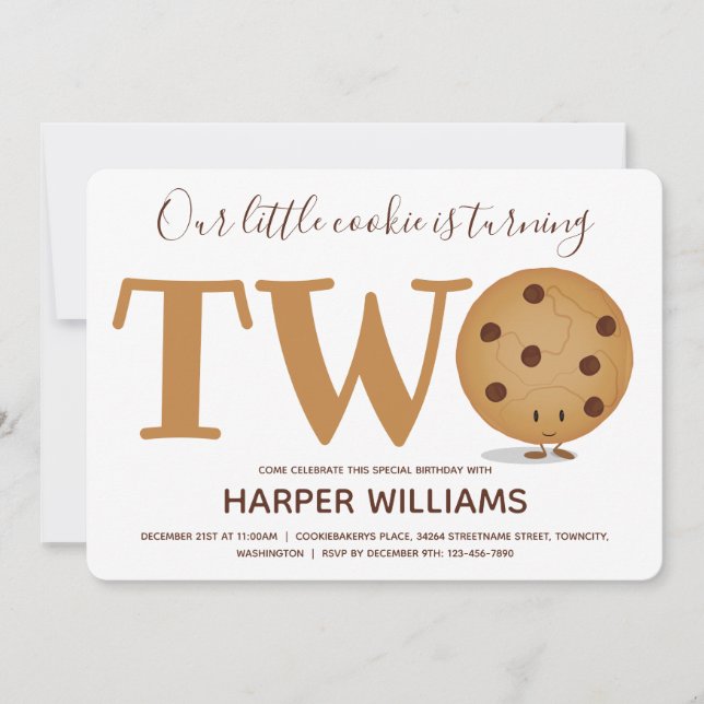 Two Cookie 2nd Birthday Invitation (Front)