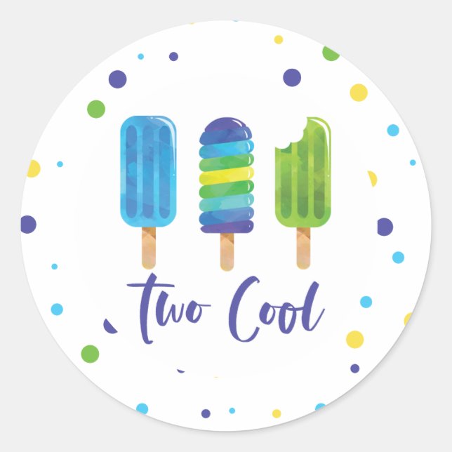 Two Cool 2nd Birthday Classic Round Sticker (Front)