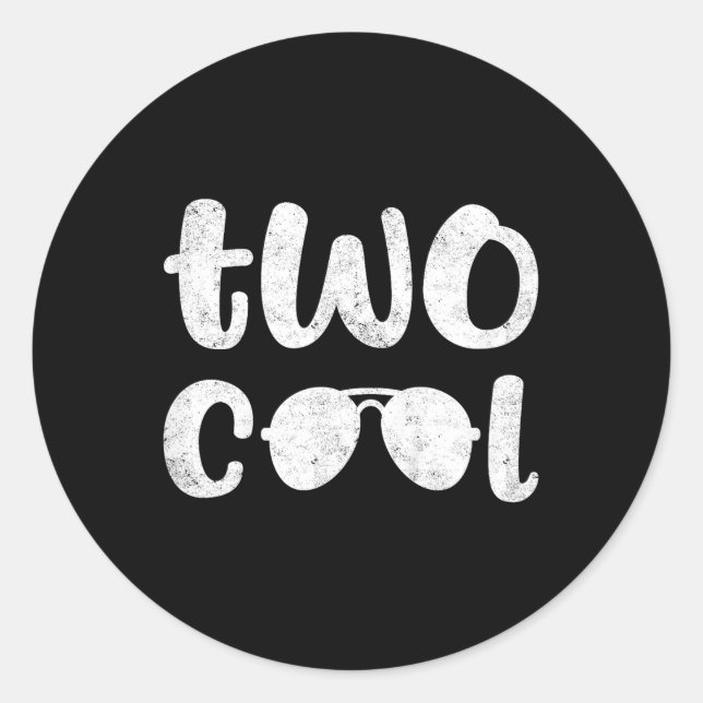 Two Cool 2nd Birthday Gift 2 Year Old Boy Second B Classic Round Sticker (Front)