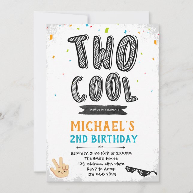 TWO cool birthday invitation (Front)
