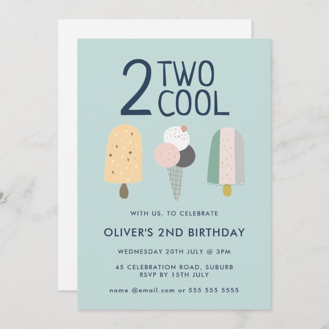Two Cool Birthday Invite Second Birthday (Front/Back)
