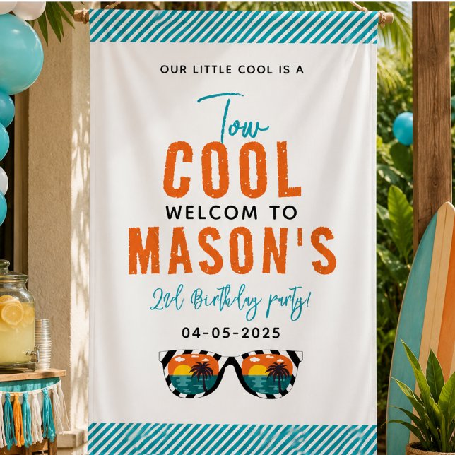 Two Cool Boy 2nd Birthday Party  Banner (Two Cool Boy 2nd Birthday Party Banner)