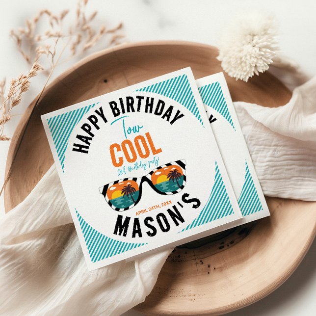 Two Cool Boy 2nd Birthday Party Napkin (Creator Uploaded)