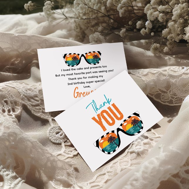 Two Cool Boy 2nd Birthday Party Thank You Card (Creator Uploaded)