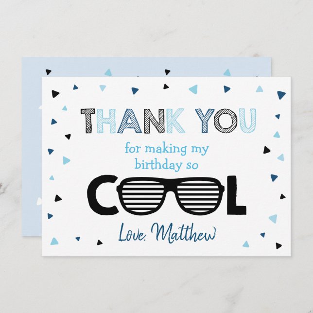 Two Cool Boy Summer Birthday Thank You (Front/Back)