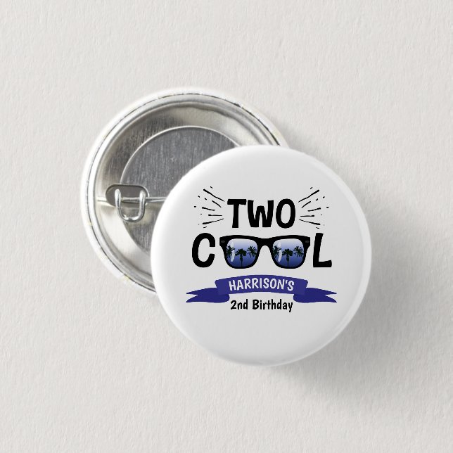Two Cool Boys 2nd Birthday 3 Cm Round Badge (Front & Back)