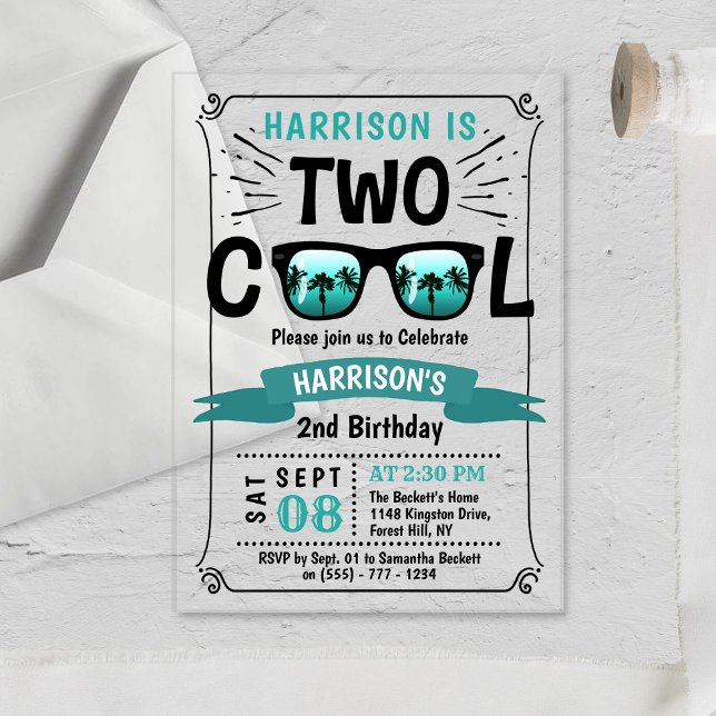 Two Cool Boys 2nd Birthday Acrylic Invitations (Creator Uploaded)