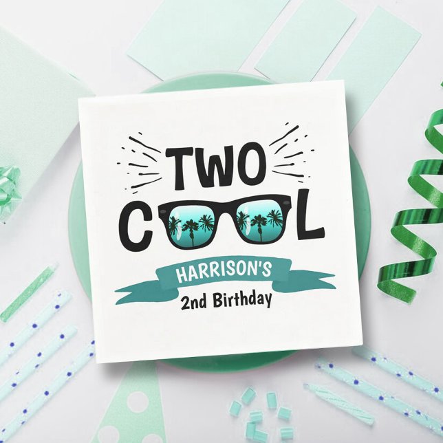 Two Cool Boys 2nd Birthday Napkin (Creator Uploaded)