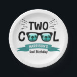 Two Cool Boys 2nd Birthday Paper Plate<br><div class="desc">Celebrate in style with these trendy 2nd birthday party paper plates. The design is easy to personalise with your own wording and your family and friends will be thrilled when they see these fabulous party plates.</div>