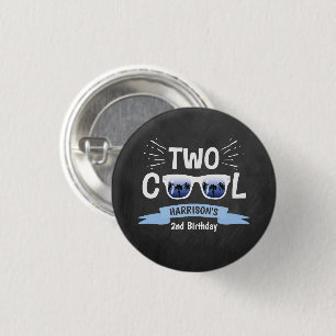Two Cool Boys Chalkboard 2nd Birthday 3 Cm Round Badge